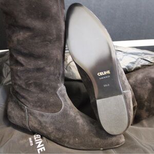 Celine Women's Dark Suede Over the Knee Boots